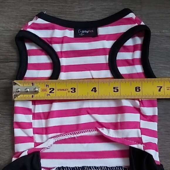 Nwot OllyPet Black/Pink Striped Dog Dress With Pink Heart - Size Small - Picture 3 of 5